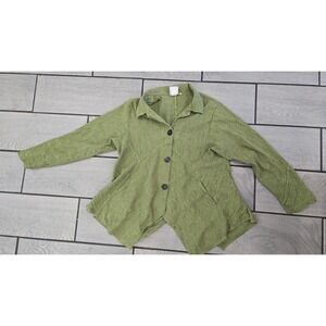 Mill Valley Clothing Company Green Striped Linen Blend Hobo Shirt Jacket Medium